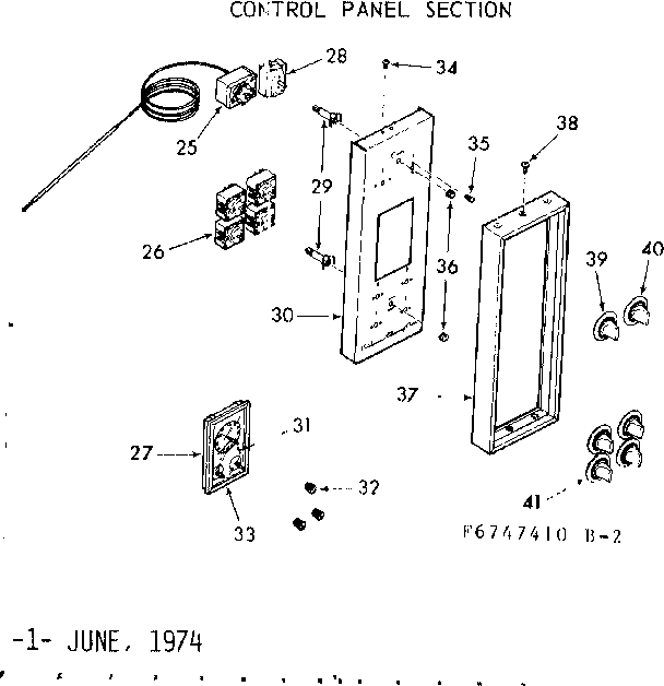 Kenmore 1036747410 control panel section diagram
