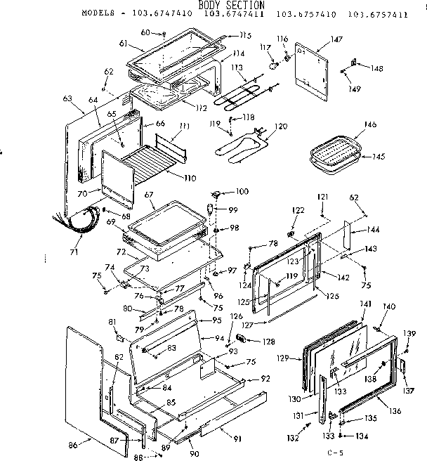 Kenmore 1036747410 body section diagram