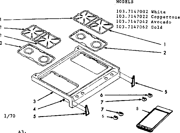 Kenmore 1037147042 main top section diagram