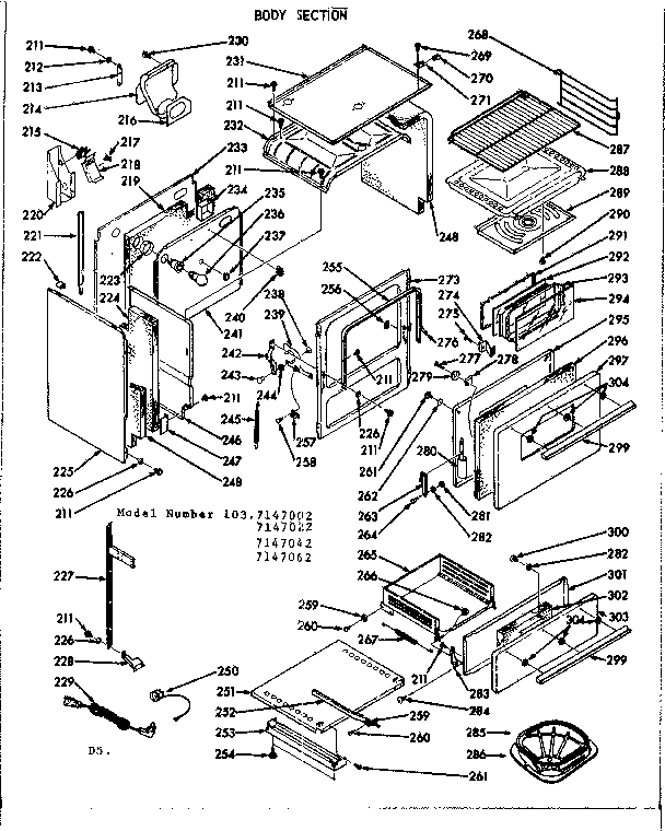 Kenmore 1037147042 body section diagram