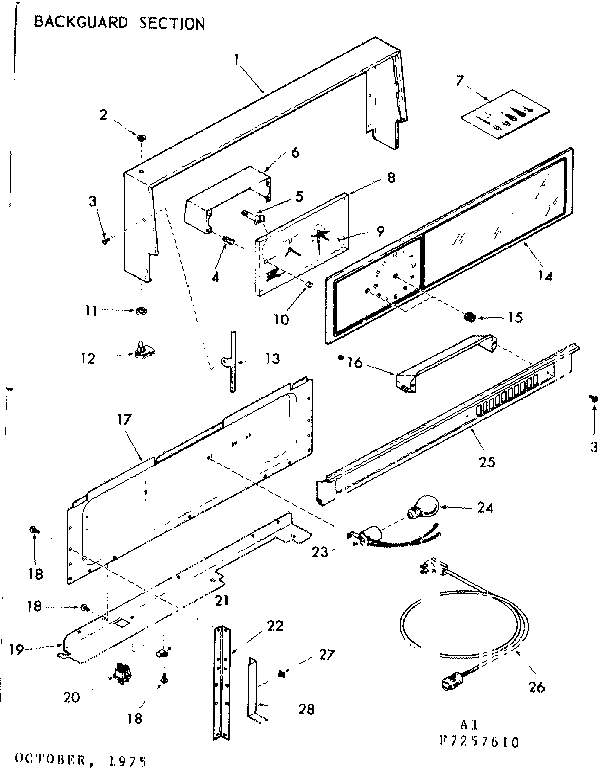 Kenmore 1037277660 backguard section diagram