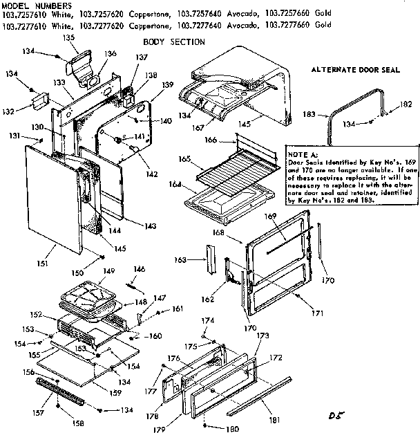 Kenmore 1037277660 body section diagram