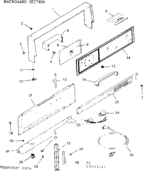 Kenmore 1037257611 back guard section diagram