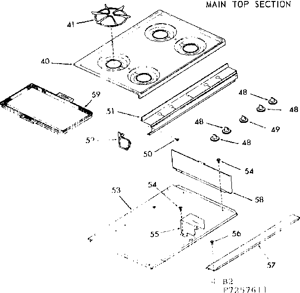 Kenmore 1037257611 main top section diagram