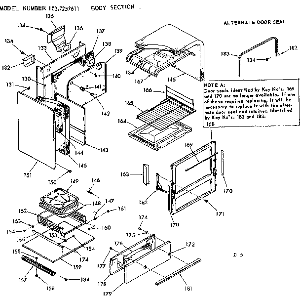 Kenmore 1037257611 body section diagram