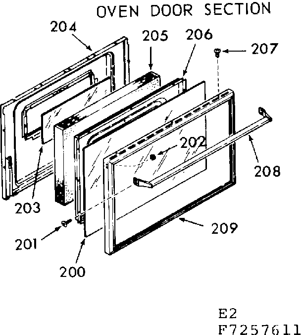 Kenmore 1037257611 oven door section diagram