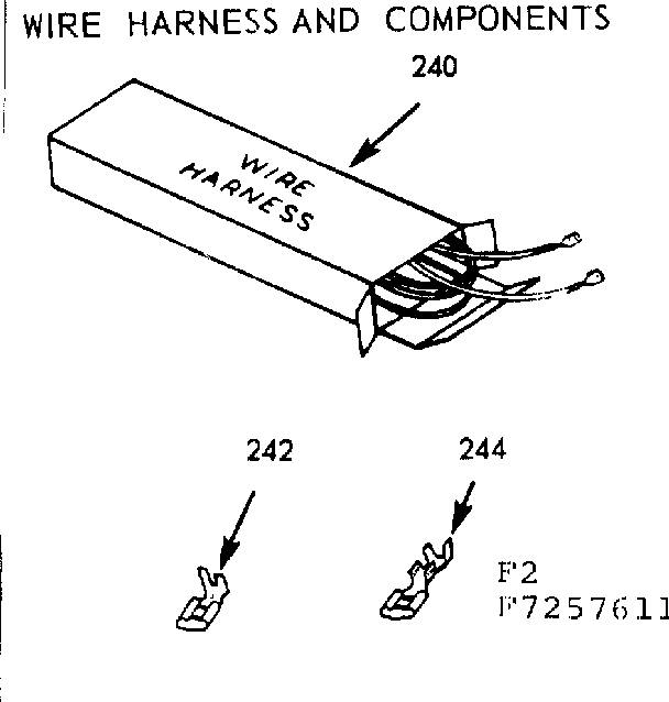 Kenmore 1037257611 wire harness and components diagram