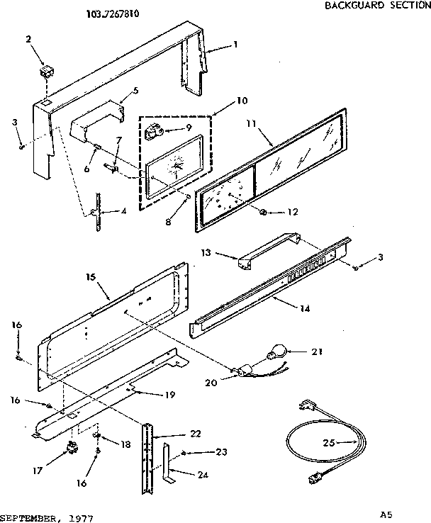 Kenmore 1037267810 backguard section diagram