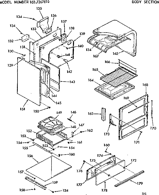 Kenmore 1037267810 body section diagram