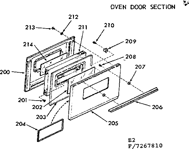 Kenmore 1037267810 oven door section diagram