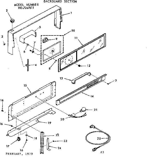Kenmore 1037267811 backguard section diagram