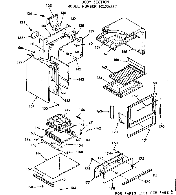 Kenmore 1037267811 body section diagram