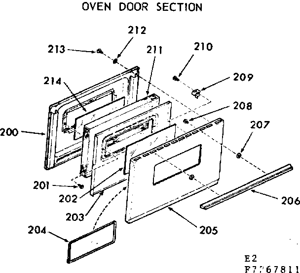 Kenmore 1037267811 oven door section diagram