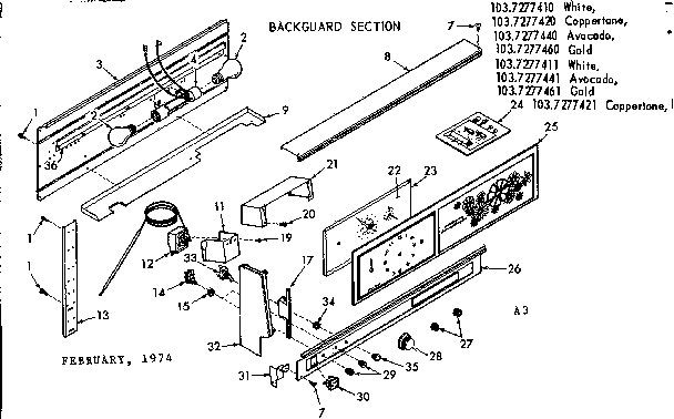 Kenmore 1037277460 backguard section diagram