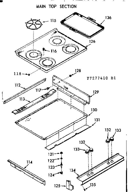 Kenmore 1037277460 main top section diagram