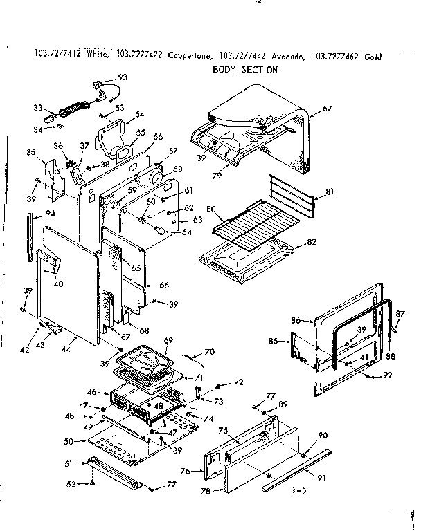 Kenmore 1037277442 body section diagram