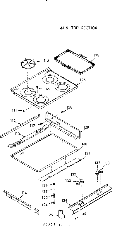 Kenmore 1037277442 main top section diagram