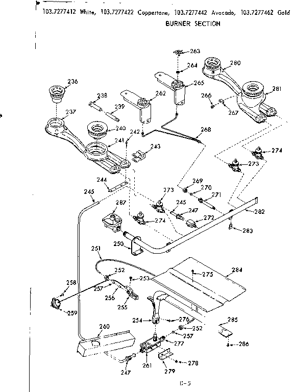 Kenmore 1037277442 burner section diagram