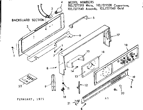 Kenmore 1037277520 backguard section diagram