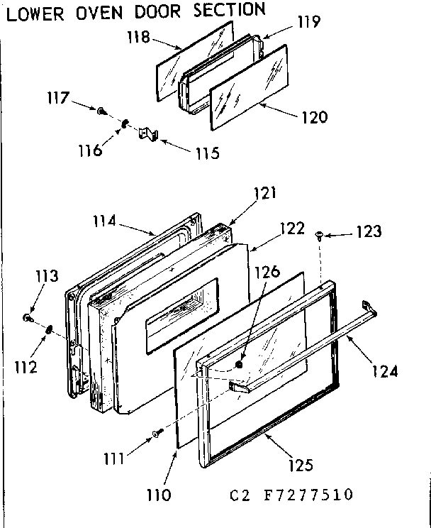Kenmore 1037277520 lower oven door section diagram