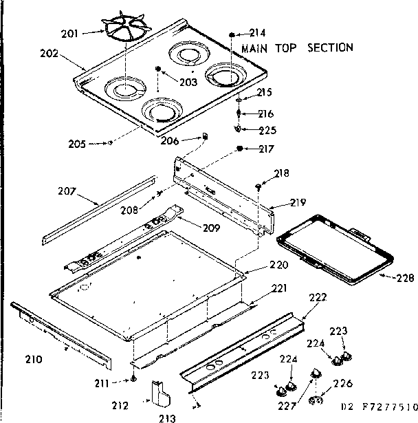 Kenmore 1037277520 main top section diagram