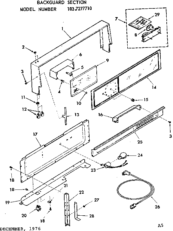 Kenmore 1037277710 backguard section diagram