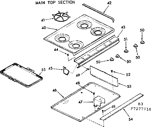 Kenmore 1037277710 main top section diagram