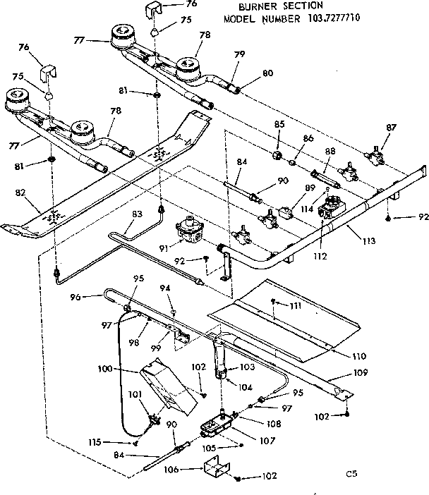 Kenmore 1037277710 burner section diagram