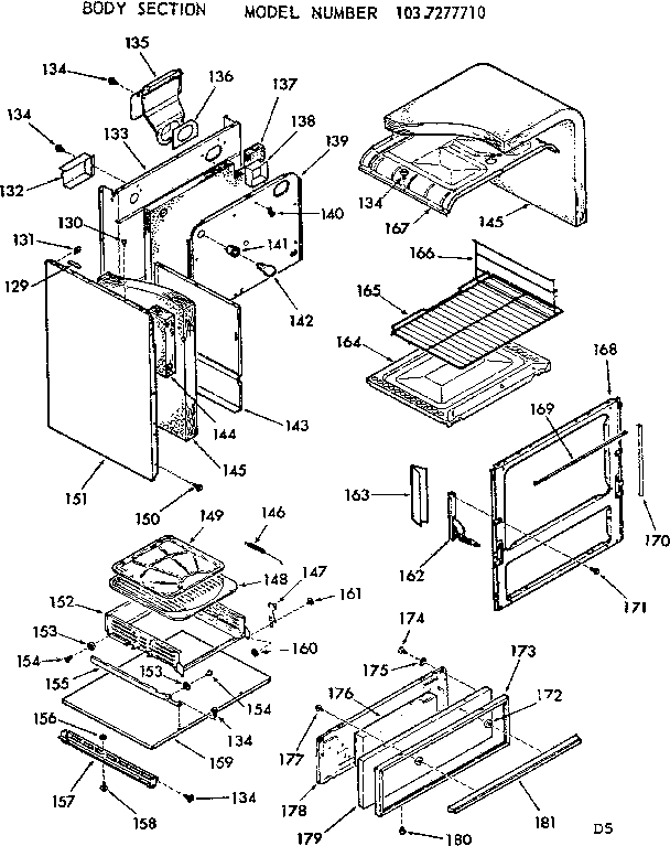 Kenmore 1037277710 body section diagram