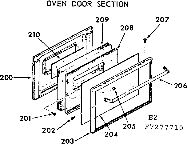 Kenmore 1037277710 oven door section diagram