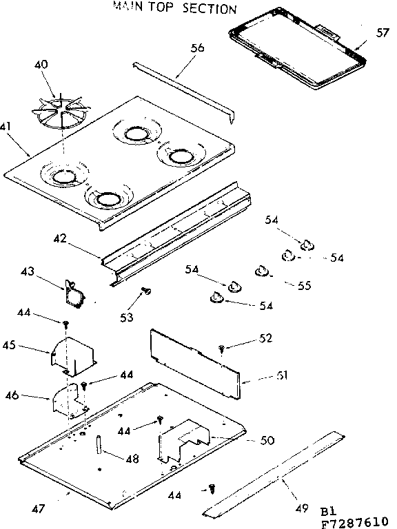 Kenmore 1037287610 main top section diagram