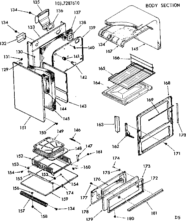 Kenmore 1037287610 body section diagram