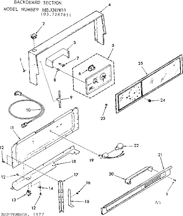Kenmore 1037287810 backguard section diagram