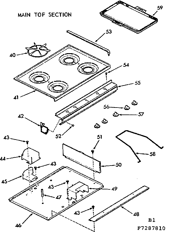 Kenmore 1037287810 main top section diagram