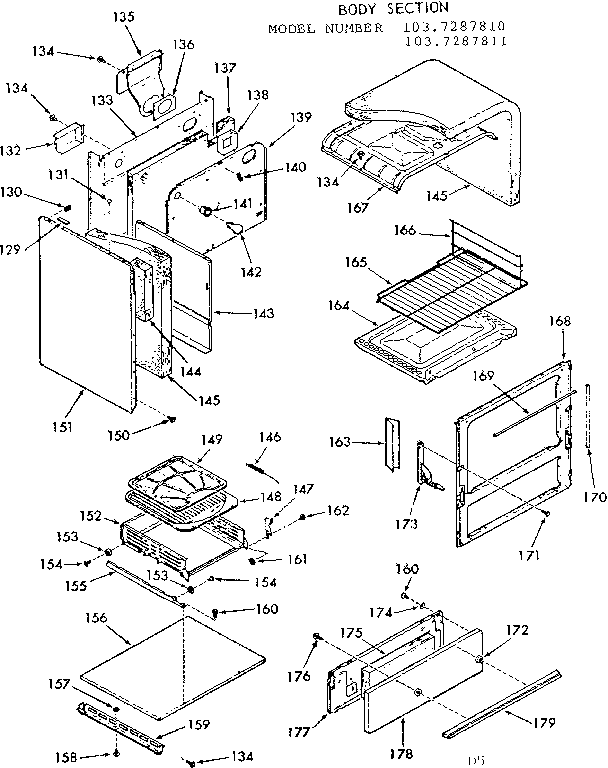 Kenmore 1037287810 body section diagram