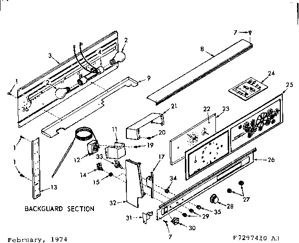 Kenmore 1037297410 backguard section diagram