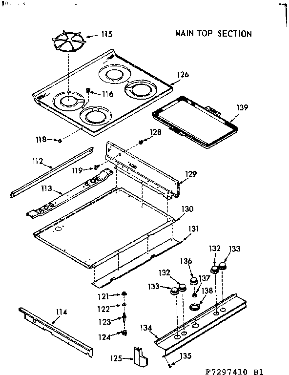 Kenmore 1037297410 main top section diagram