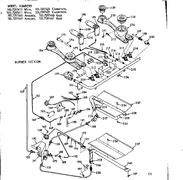 Kenmore 1037297410 burner section diagram