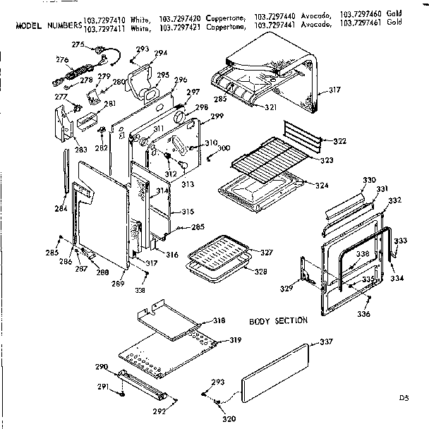 Kenmore 1037297410 body section diagram