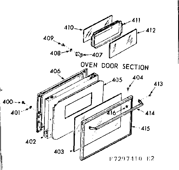 Kenmore 1037297410 oven door section diagram