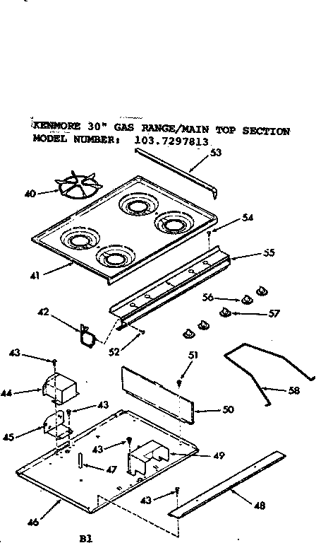 Kenmore 1037297813 main top diagram