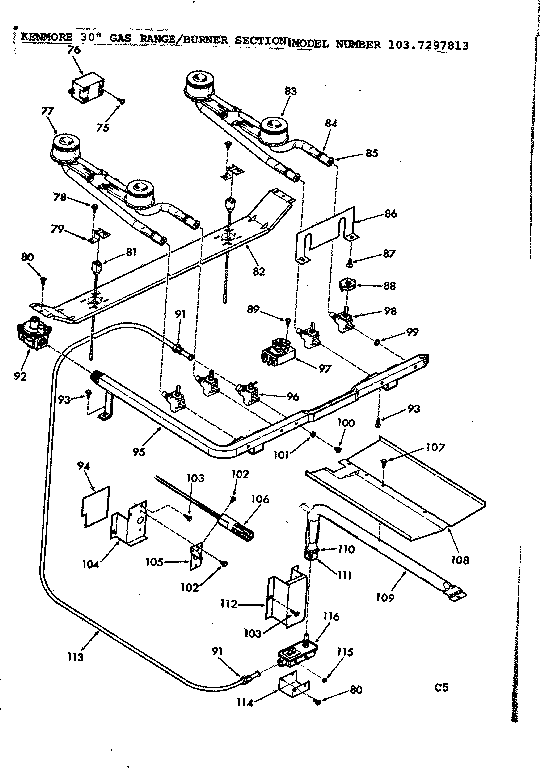 Kenmore 1037297813 burner diagram