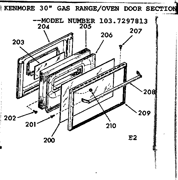 Kenmore 1037297813 oven door diagram