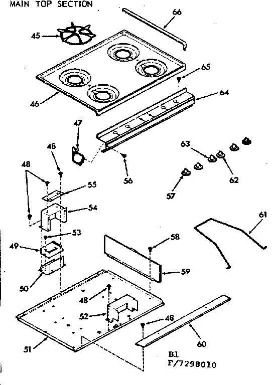 Kenmore 1037298010 main top section diagram