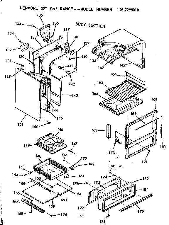 Kenmore 1037298010 body section diagram