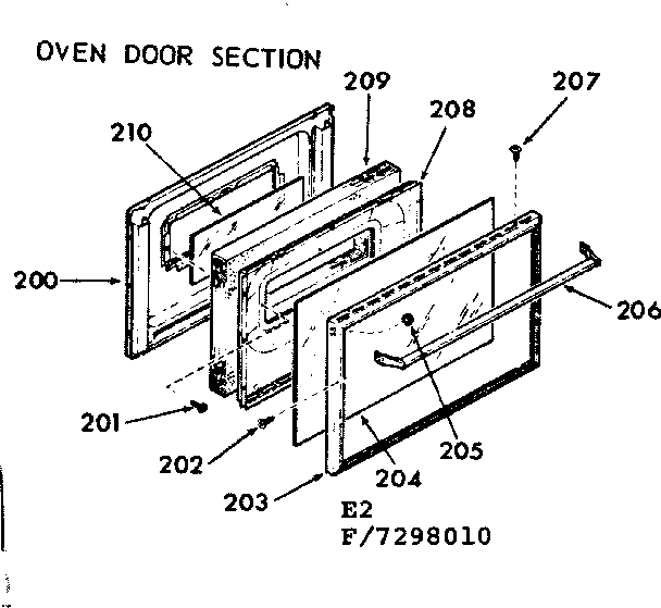Kenmore 1037298010 oven door section diagram