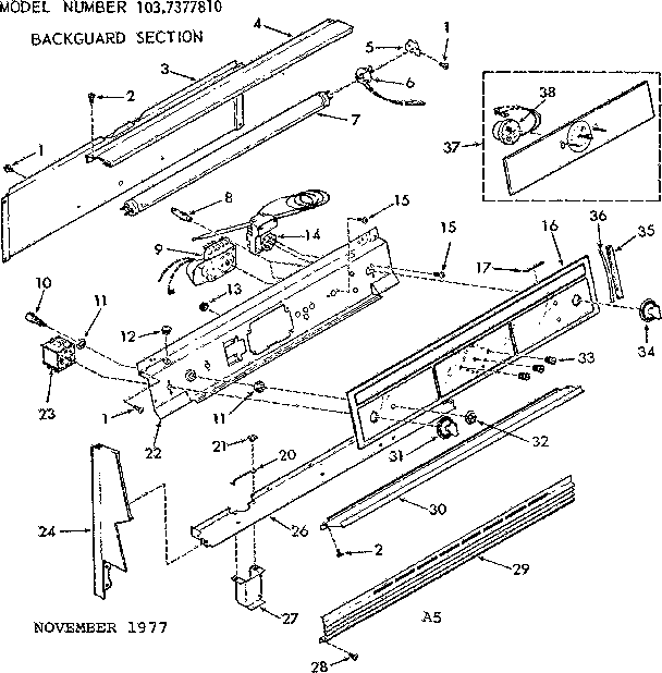 Kenmore 1037377810 backguard section diagram