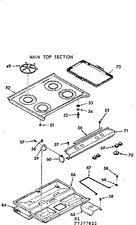 Kenmore 1037377810 main top section diagram