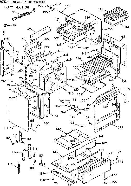 Kenmore 1037377810 body section diagram