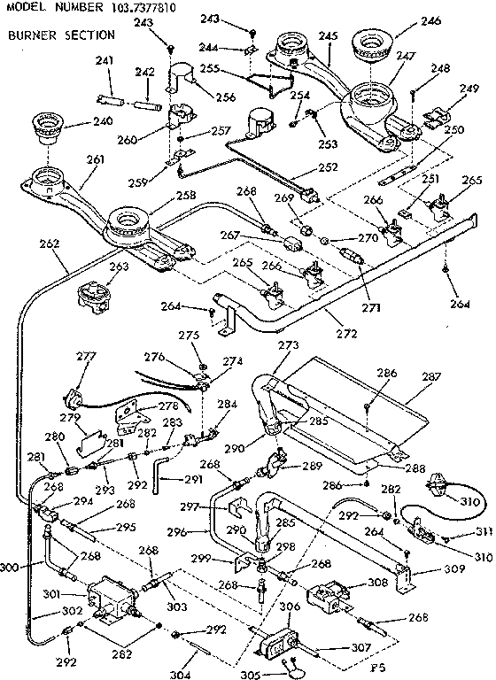 Kenmore 1037377810 burner section diagram